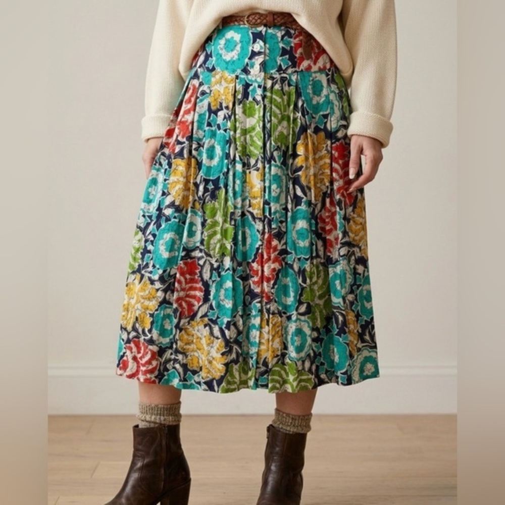 COUNTERPARTS Vintage 90s Floral Midi Skirt NWT Made In USA